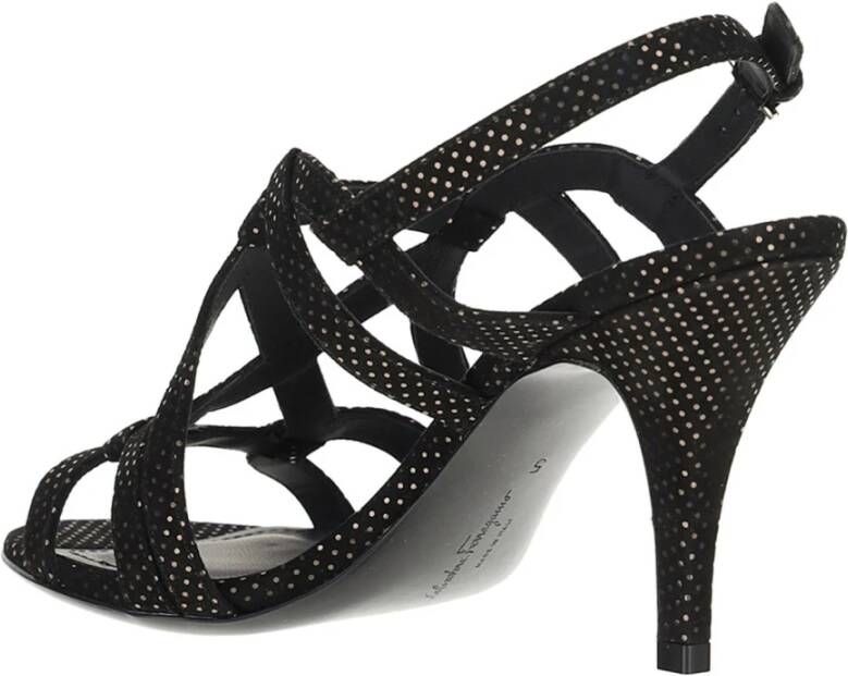 Ferragamo Zwarte hak sandalen voor vrouwen