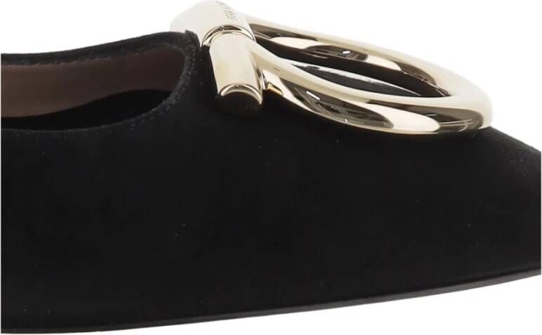 Ferragamo Zwarte leren ballerina`s met verstelbaar riempje