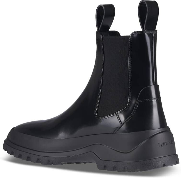 Ferragamo Zwarte Leren Enkellaarzen