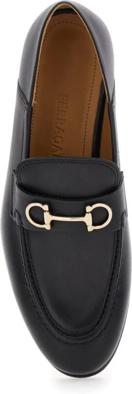 Ferragamo Zwarte leren loafers met Gancini-detail