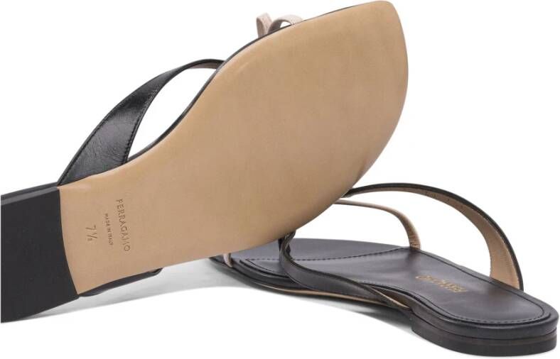Ferragamo Zwarte Leren Sandalen voor Vrouwen