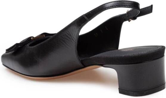 Ferragamo Zwarte leren slingback pumps met strik