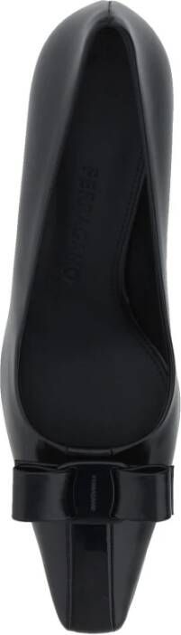 Ferragamo Zwarte Leren Strik Detail Pumps