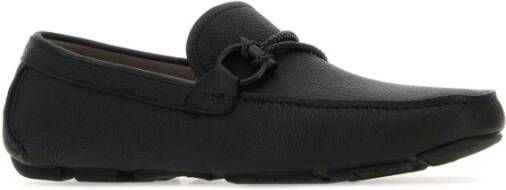 Ferragamo Zwarte leren veterschoenen van