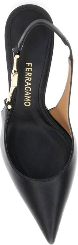 Ferragamo Zwarte Sling Pump met Middelhoge Hak