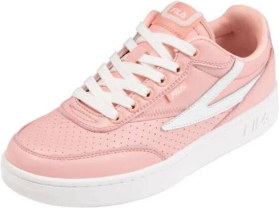 Fila Leren Sneakers Ronde Neus Rubberen Zool Pink Dames