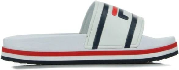 Fila Witte Gestreepte Dames Sleehak Slippers White Dames