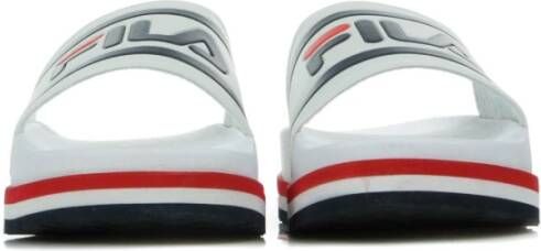 Fila Witte Gestreepte Dames Sleehak Slippers White Dames