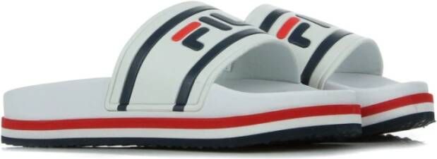 Fila Witte Gestreepte Dames Sleehak Slippers White Dames