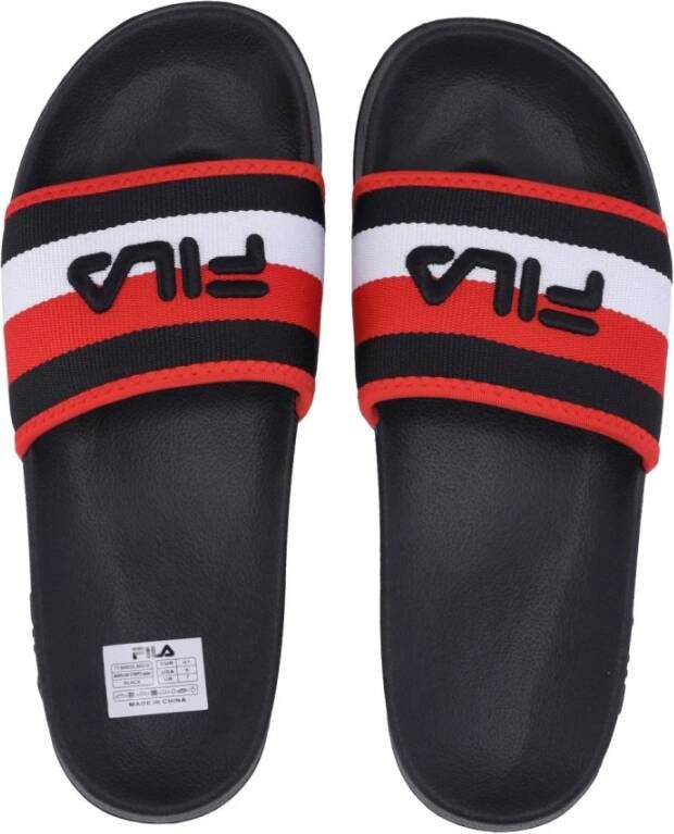 Fila Zwarte Heren Slippers met Strepen