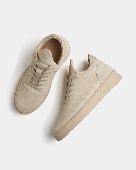 Filling Pieces Lage Top Suède Beige Sneakers Beige Heren