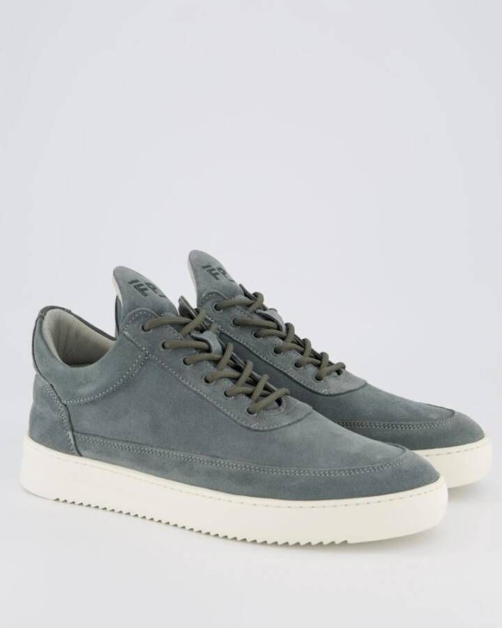 Filling Pieces Lage Top Suède Sneaker Grijs Gray Heren