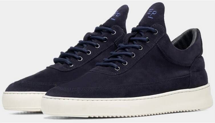 Filling Pieces Low Top Organic Suede Navy Blauw Heren