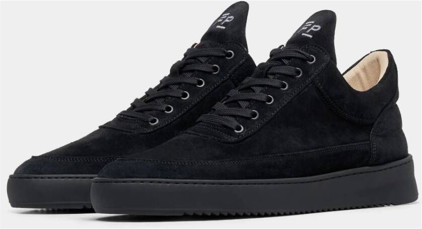 Filling Pieces Low Top Suede All Black Heren