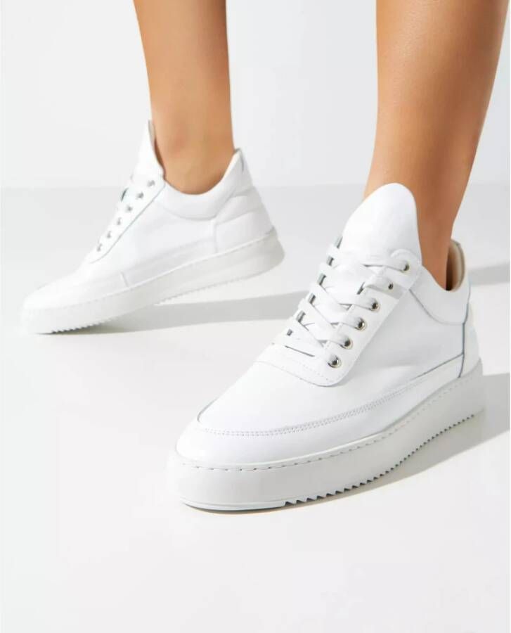 Filling Pieces Witte leren sneakers Klassieke stijl White Heren