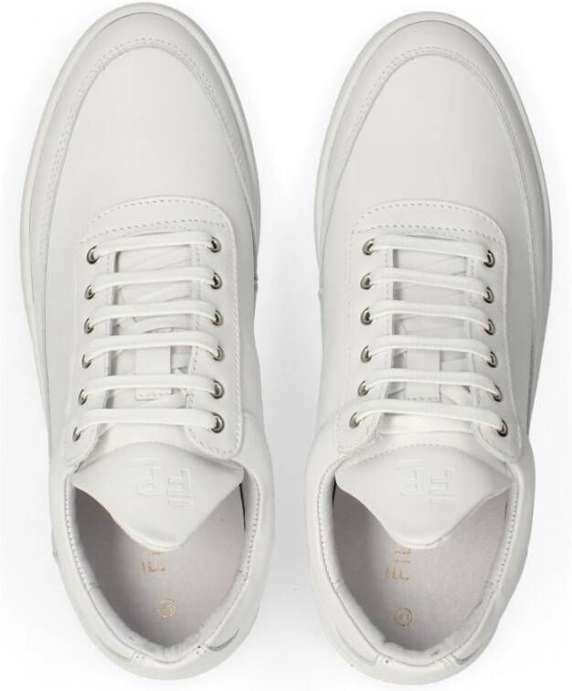 Filling Pieces Witte leren sneakers met geribbelde rubberen zool White Heren