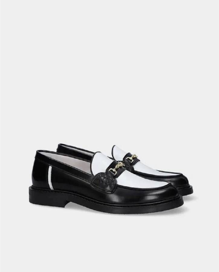Filling Pieces Zwart-witte loafers met metalen details