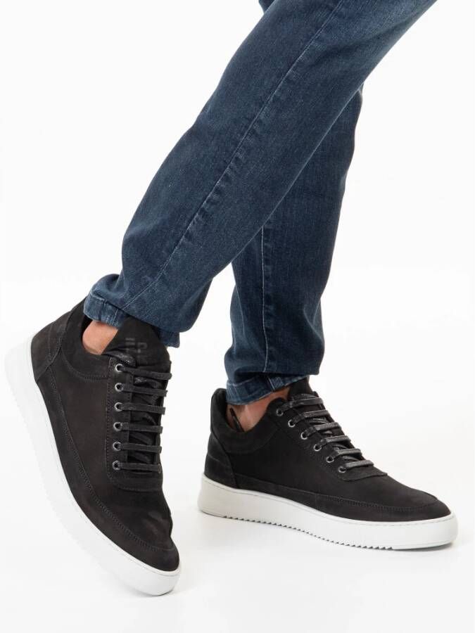 Filling Pieces Zwarte Suède Lage Top Sneakers Black Heren