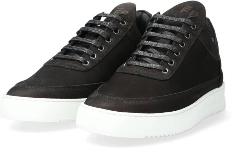 Filling Pieces Zwarte Suède Lage Top Sneakers Black Heren