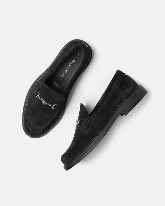 Filling Pieces Zwarte Suède Loafer Schoenen Black Heren