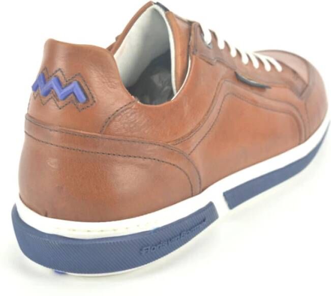 Floris van Bommel Cognac Sneaker N.+blauwe Z. Bruin Heren