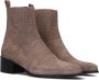 Floris van Bommel Evi 01.12 suède enkellaarzen met crocoprint taupe - Thumbnail 6