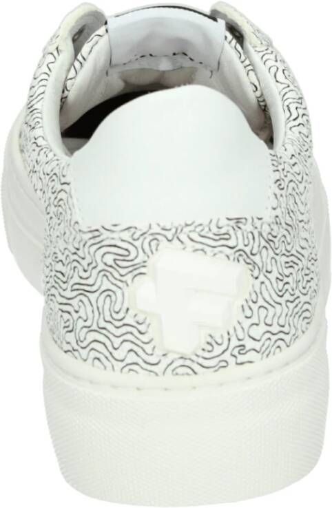 Floris van Bommel Sportieve Lage Dames Sneakers Wit Patroon