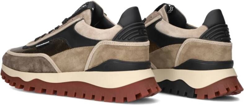 Floris van Bommel Taupe Sneakers met Zwart en Goud Accents Multicolor Dames