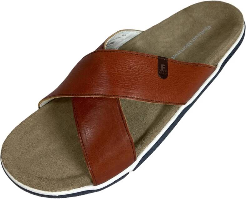 Van Bommel Casual DarkCognac Leren Heren Sandalen Slippers Brown Heren