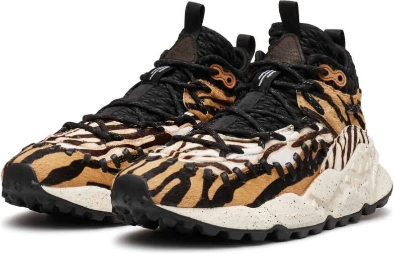 Flower Mountain Animal-print leather high-top sneakers Morican MAN Multicolor Heren