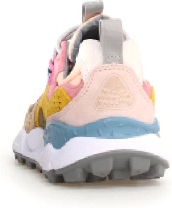 Flower Mountain Beige Sneakers met Roze en Gele Accents
