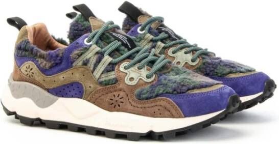 Flower Mountain Eco-Fur Suede Sneakers Blue Dames