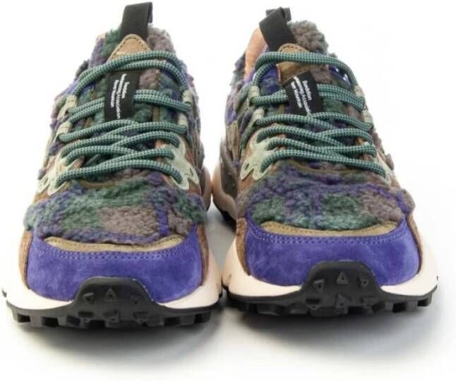 Flower Mountain Eco-Fur Suede Sneakers Blue Dames