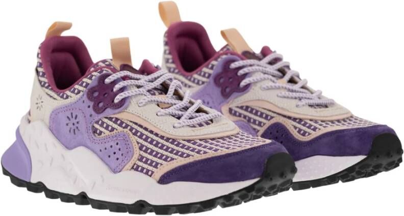 Flower Mountain Energieke Sneakers van Suède en Technische Stof Purple Dames