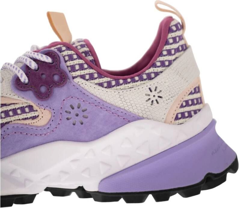 Flower Mountain Energieke Sneakers van Suède en Technische Stof Purple Dames