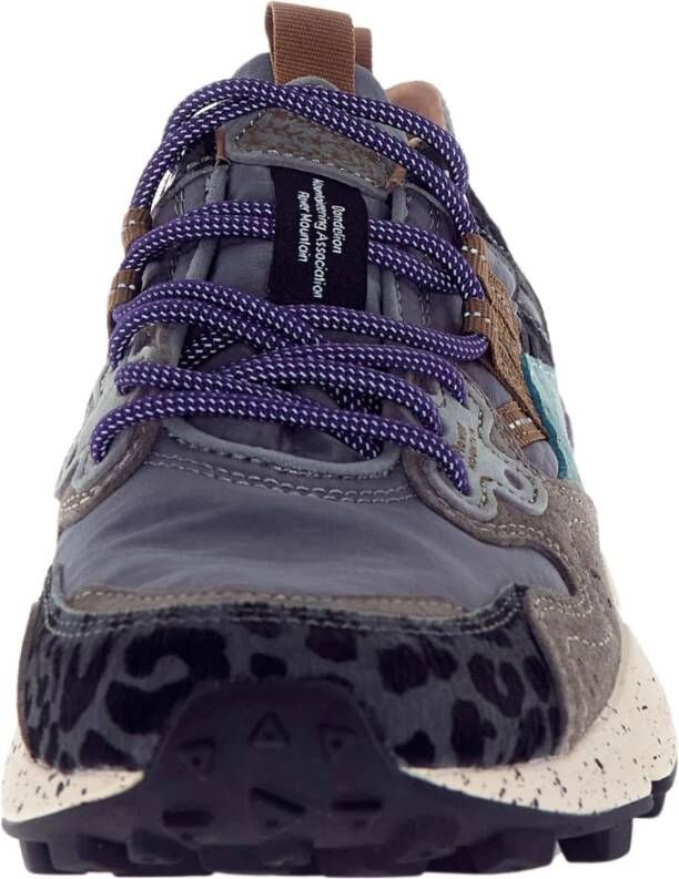 Flower Mountain Moderne donkergrijze en groene sneakers