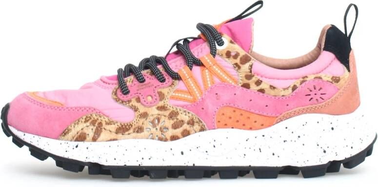 Flower Mountain Roze Luipaardprint Sneakers Multicolor Dames