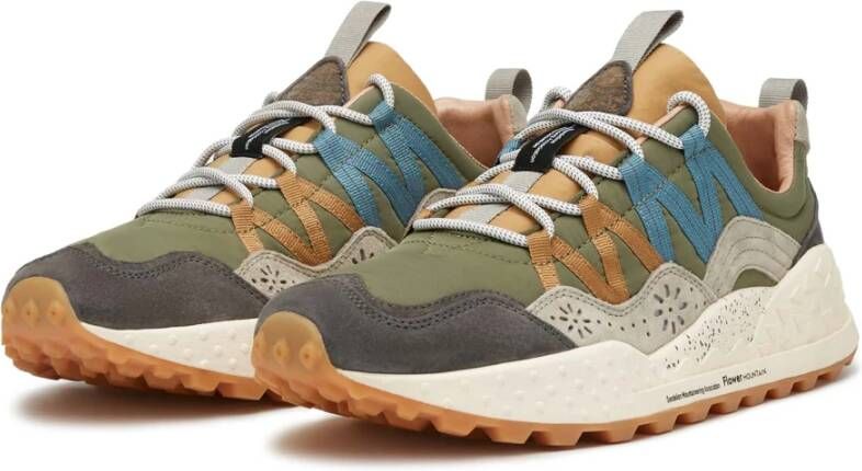 Flower Mountain Suede and technical fabric sneakers Washi MAN Green Heren