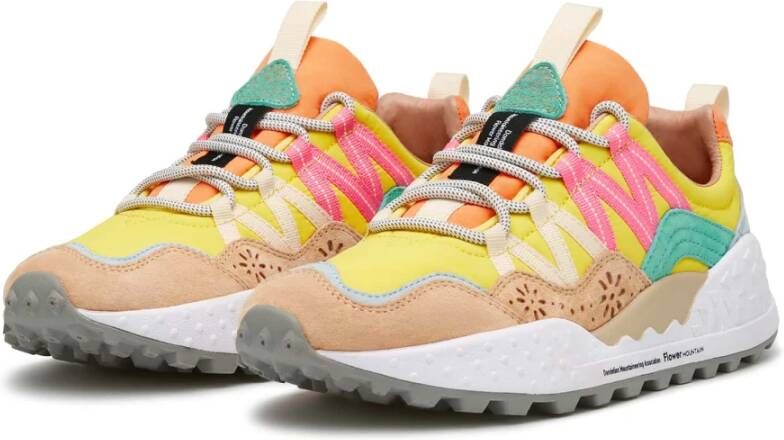 Flower Mountain Suede and technical fabric sneakers Washi Woman Yellow Dames