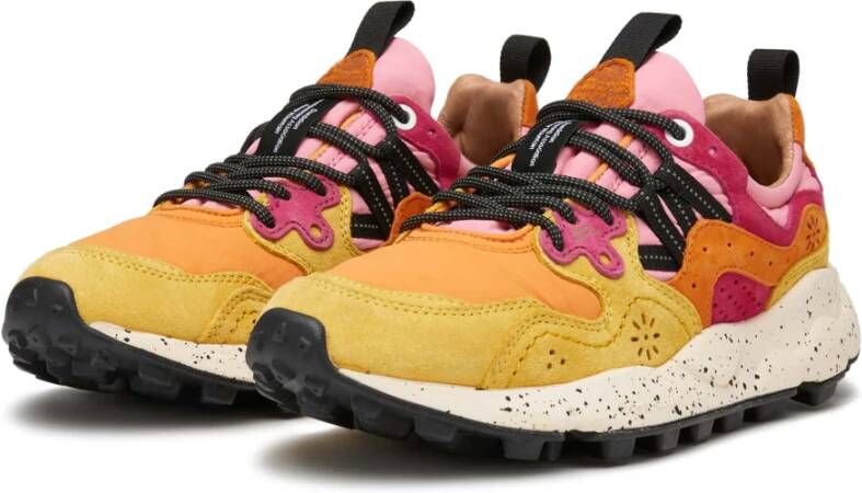 Flower Mountain Suede and technical fabric sneakers Yamano 3 Woman Orange Dames