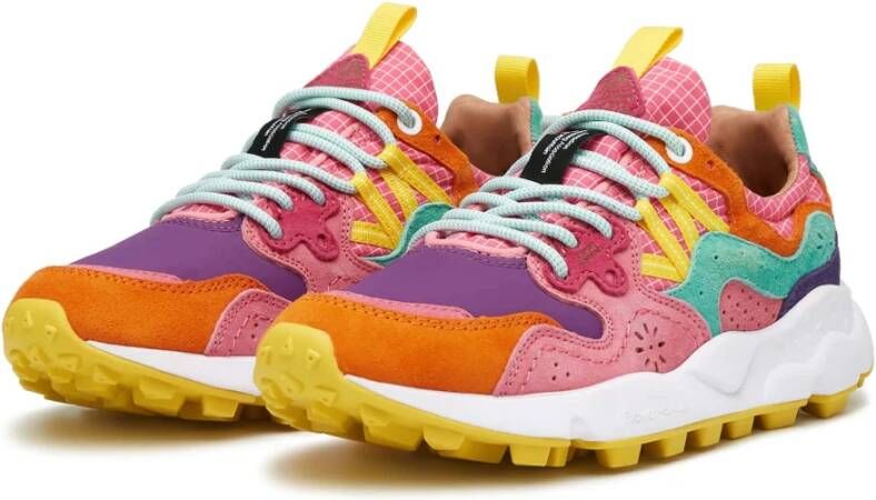 Flower Mountain Suede and technical fabric sneakers Yamano 3 Woman Orange Dames