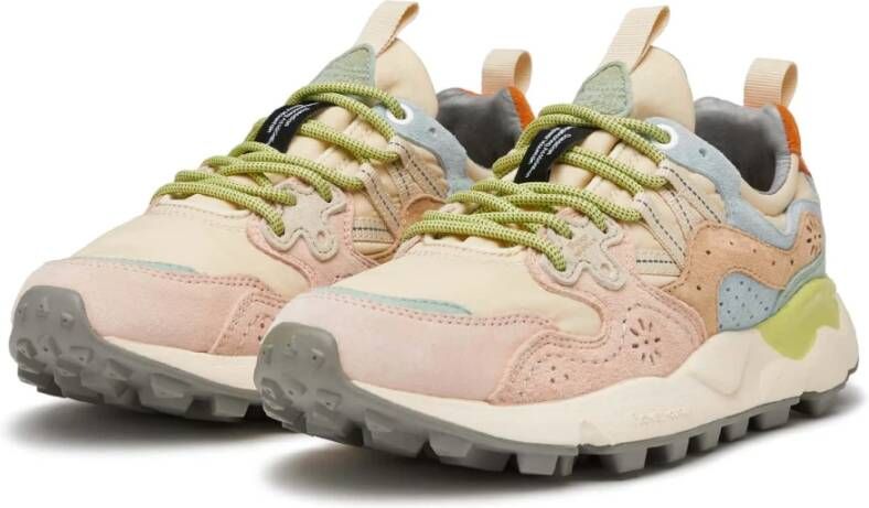 Flower Mountain Suede and technical fabric sneakers Yamano 3 Woman Pink Dames