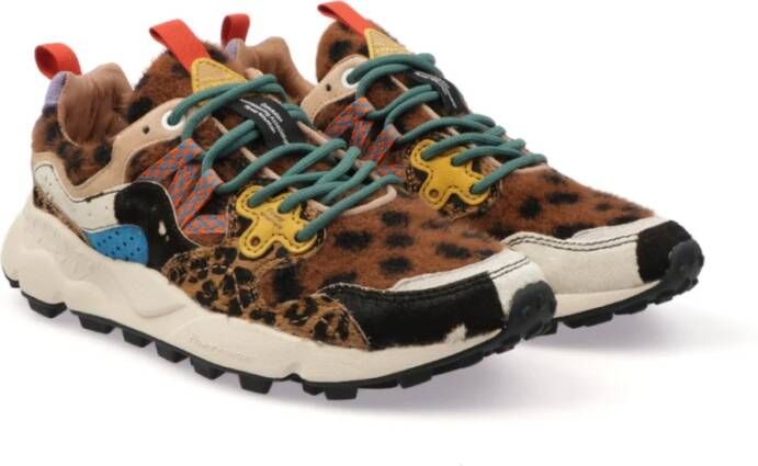 Flower Mountain Suède Damessneakers in Wit Zwart Beige Multicolor Dames
