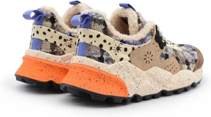 Flower Mountain Teddy Multicolor Sneakers met Oranje Band