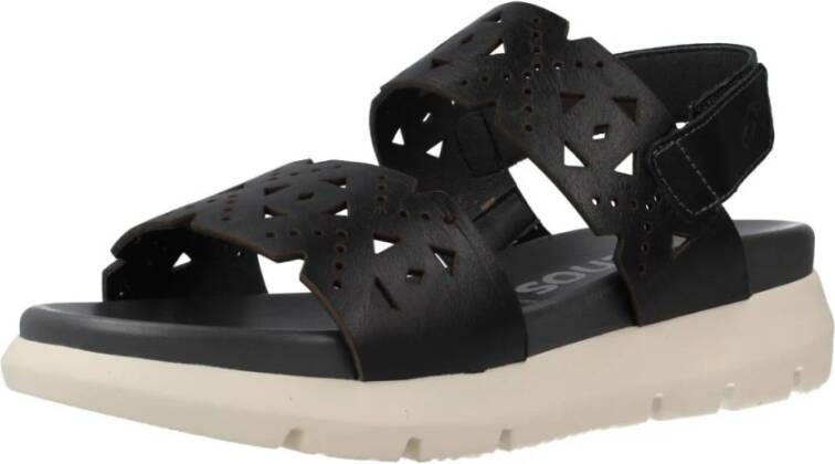 Fluchos Stijlvolle Platte Sandalen voor Vrouwen Black Dames