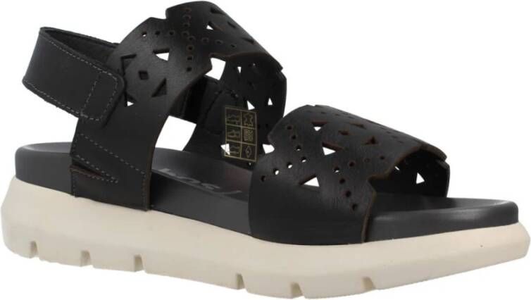 Fluchos Stijlvolle Platte Sandalen voor Vrouwen Black Dames