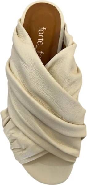 Forte Ivoor Leren Platte Sandalen Beige Dames