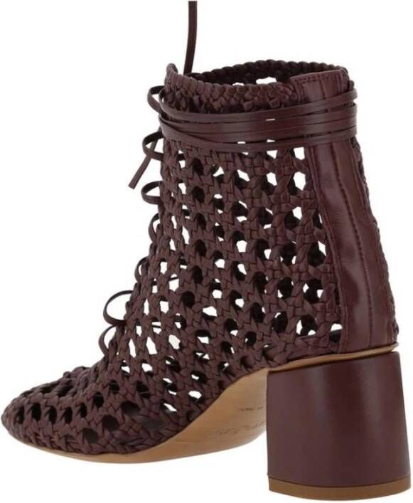 Forte Leren enkellaarsjes met mesh design
