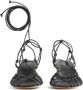 Forte Zwarte leren enkelband sandalen met gouden hak - Thumbnail 2