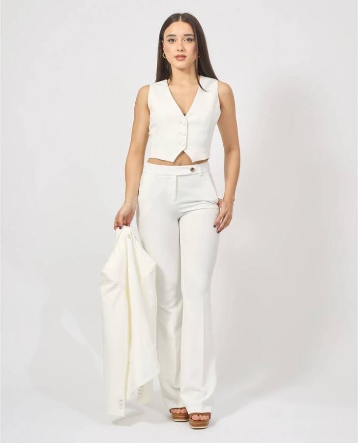 Fracomina Witte Bootcut Broek met Zakken